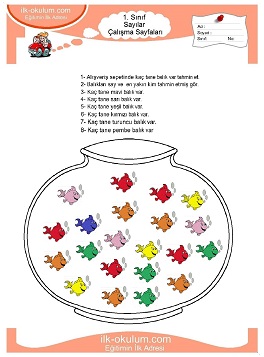 Çocuklar İçin Sayılar Çalışma Sayfaları 